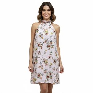 Lush Pink Floral Halter Swing Dress Size Small